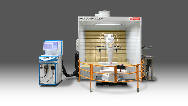 スワン コーティングシステム 正面　オイルブース標準品TB24-23Bとスワンプロのセット例　出荷前実写を加工しています