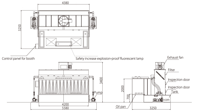 Oil booth for hand spraying, Drawing TB42-20B