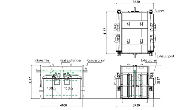 A three-view drawing