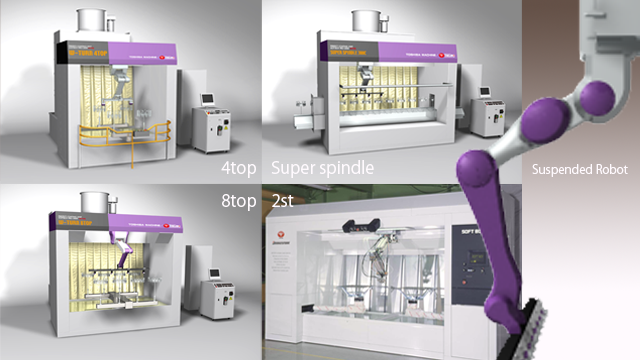 Handling devices include W-turn with rotation mechanism, 1-station / 2-station, conveyor compatible type, etc.  