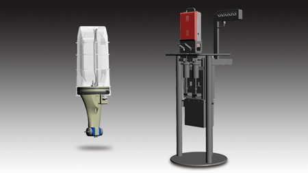 Pouch container type pouch gun (left), Proposed One-cup system (right)